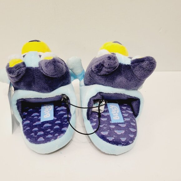 Youth Toddler Boys Slip On Slippers Blue Bluey Big Head Character Sz 5/6 - Picture 3 of 4
